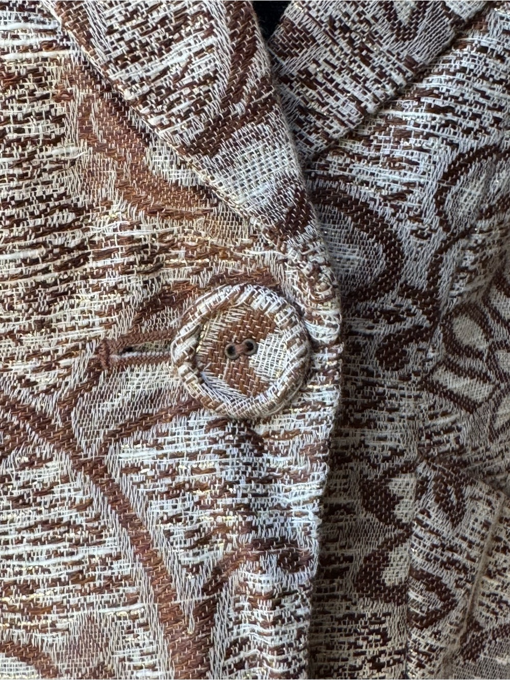 Nine West Women's linen blend Floral Textured Brown & Cream Blazer 4 NWT - Picture 6 of 10